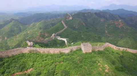 AERIAL FLYING OVER THE GREAT WALL OF CHINA Stock Footage 67404031