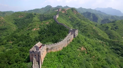 AERIAL FLYING OVER THE GREAT WALL OF CHINA Stock Footage 67407561