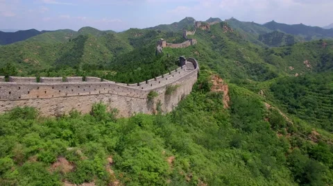 AERIAL FLYING OVER THE GREAT WALL OF CHINA Stock Footage 67408616