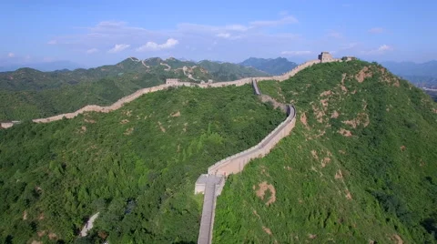 AERIAL FLYING OVER THE GREAT WALL OF CHINA Stock Footage 67409878