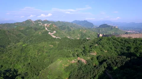 AERIAL FLYING OVER THE GREAT WALL OF CHINA Stock Footage 67411285