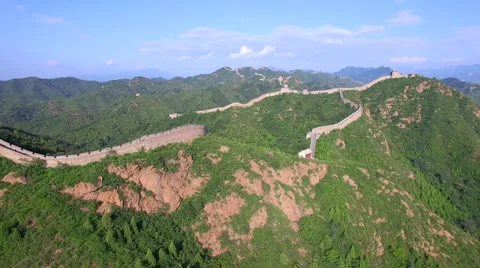 AERIAL FLYING OVER THE GREAT WALL OF CHINA Stock Footage 67412186