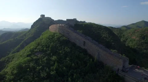 AERIAL FLYING OVER THE GREAT WALL OF CHINA Stock Footage 67412992