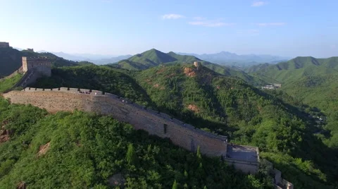AERIAL FLYING OVER THE GREAT WALL OF CHINA Stock Footage 67415084