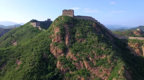 AERIAL FLYING OVER THE GREAT WALL OF CHINA Stock Footage 67417230