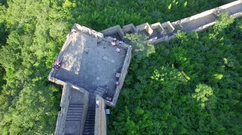 AERIAL FLYING OVER THE GREAT WALL OF CHINA Stock Footage 67418588