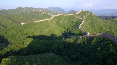 AERIAL FLYING OVER THE GREAT WALL OF CHINA Stock Footage 67429734