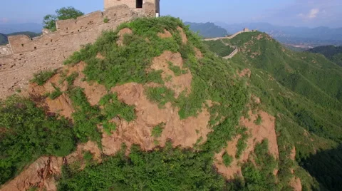 AERIAL FLYING OVER THE GREAT WALL OF CHINA Stock Footage 67432434