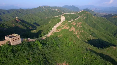 AERIAL FLYING OVER THE GREAT WALL OF CHINA Stock Footage 67432717