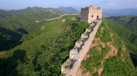 AERIAL FLYING OVER THE GREAT WALL OF CHINA Stock Footage 67435262