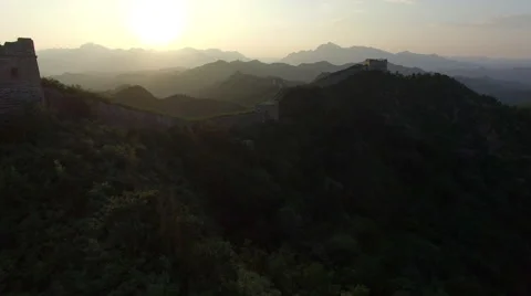 AERIAL FLYING OVER THE GREAT WALL OF CHINA Stock Footage 67481000