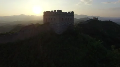 AERIAL FLYING OVER THE GREAT WALL OF CHINA Stock Footage 67482441