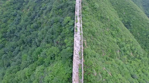 AERIAL FLYING OVER THE GREAT WALL OF CHINA Stock Footage 67487683