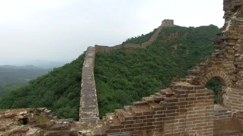 AERIAL FLYING OVER THE GREAT WALL OF CHINA Stock Footage 67488833