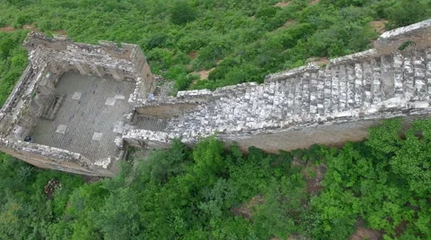AERIAL FLYING OVER THE GREAT WALL OF CHINA Stock Footage 67489866