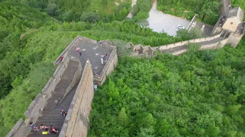 AERIAL FLYING OVER THE GREAT WALL OF CHINA Stock Footage 67491252