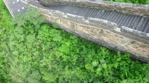 AERIAL FLYING OVER THE GREAT WALL OF CHINA Stock Footage 67492039