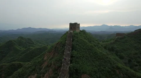 AERIAL FLYING OVER THE GREAT WALL OF CHINA Stock Footage 67494328