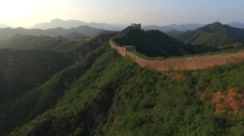 AERIAL FLYING OVER THE GREAT WALL OF CHINA Stock Footage 67507316