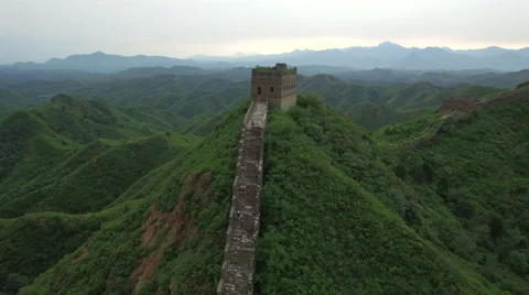 AERIAL FLYING OVER THE GREAT WALL OF CHINA Stock Footage 67532351