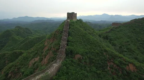 AERIAL FLYING OVER THE GREAT WALL OF CHINA Stock Footage 67533765