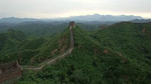 AERIAL FLYING OVER THE GREAT WALL OF CHINA Stock Footage 67551297