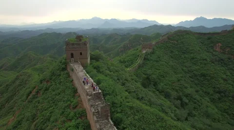 AERIAL FLYING OVER THE GREAT WALL OF CHINA Stock Footage 67552654