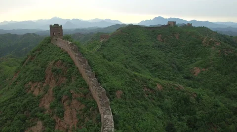 AERIAL FLYING OVER THE GREAT WALL OF CHINA Stock Footage 67553747