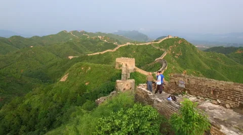 AERIAL FLYING OVER THE GREAT WALL OF CHINA Stock Footage 67556173