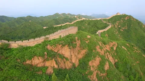 AERIAL FLYING OVER THE GREAT WALL OF CHINA Stock Footage 67556946