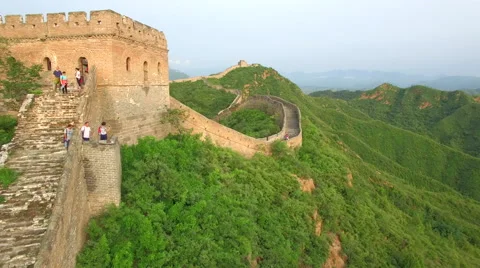AERIAL FLYING OVER THE GREAT WALL OF CHINA Stock Footage 67559312