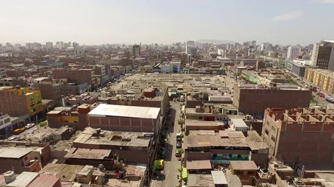 Aerial of flying over Lima (District Surquillo) Stock Footage 78532737
