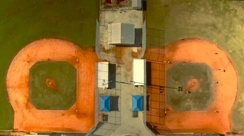 Aerial flying over quad baseball field, Stock Footage 61210869
