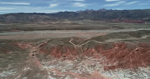 Aerial flying over red eroded dry mountainous landscape 스톡 동영상 103498571