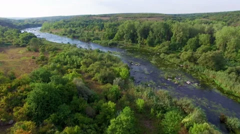 Aerial: flying over river Stock Footage 54259221