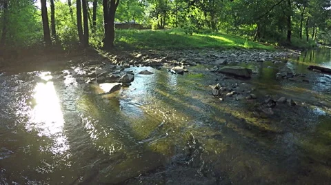 AERIAL: Flying over river in the forest mountain Video stock 54147761