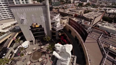 Aerial. Flying over shop The Hollywood Chamber of Commerce LA, California Stock Footage