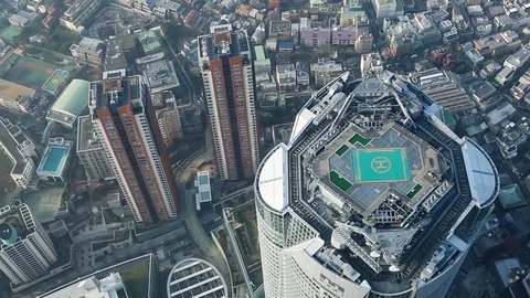 Aerial flying over skyscraper Stock Footage 93844843