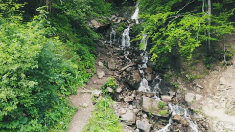 Aerial flying over waterfall. 04 Stock Footage 124019587