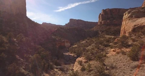 Aerial flying through a deep canyon in western Colorado Stock Footage 99993064