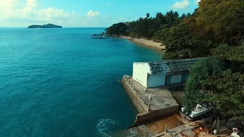 Aerial: Flying to wild beach. Stock Footage 69733957