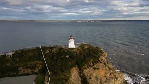 Aerial Flyover of Cape Enrage Lighthouse Video stock 268624010