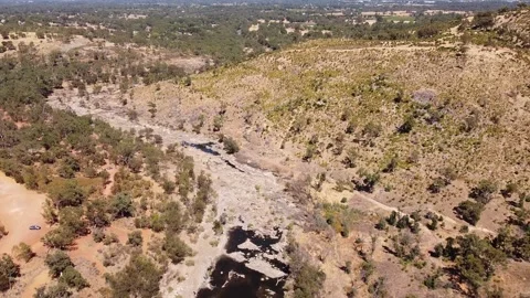 Aerial Flyover Dry Swan River In Summer, Bells Rapids, Perth Australia Stock Footage 236446422