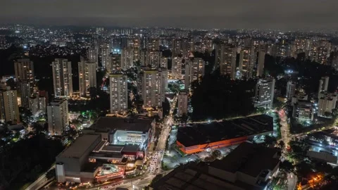 Aerial Flyover Hyperlapse over Morumbi Sao Paulo Brasil Vídeo Stock 186661052