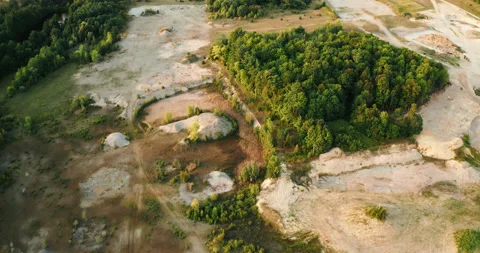 Aerial Flyover of Land Plot Development Tree Clearing Preparation for Stock Footage 229755891
