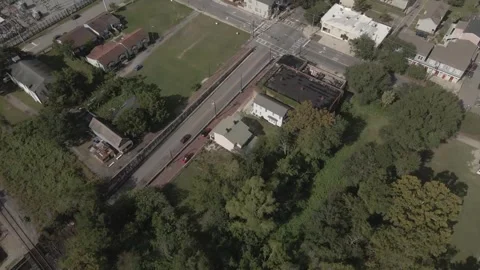 Aerial Flyover Looking Down in Savannah, Georgia in 4K: Scenic Overview Stock Footage 263823232