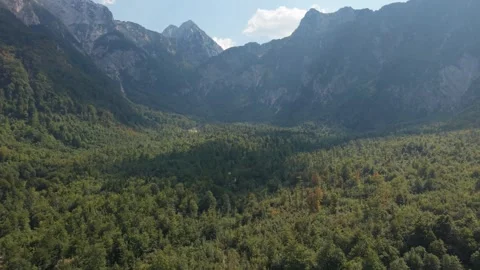 Aerial Flyover over Forested Valley towards Rocky Peaks of Prenj Mountain Vídeos de archivo 342940068