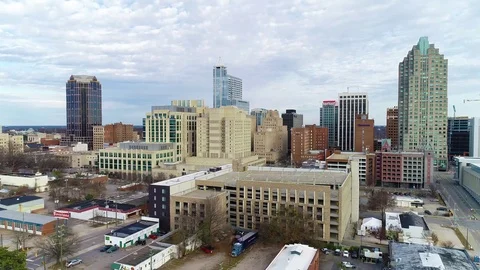 Aerial Flyover of Raleigh North Carolina Stock Footage