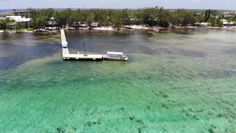 Aerial Flyover Of Rum Point Beach, Grand Cayman Island Stockbeeldmateriaal 146849046