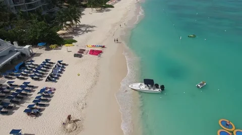 Aerial Flyover of Seven Mile Beach, Grand Cayman Island Stock Footage